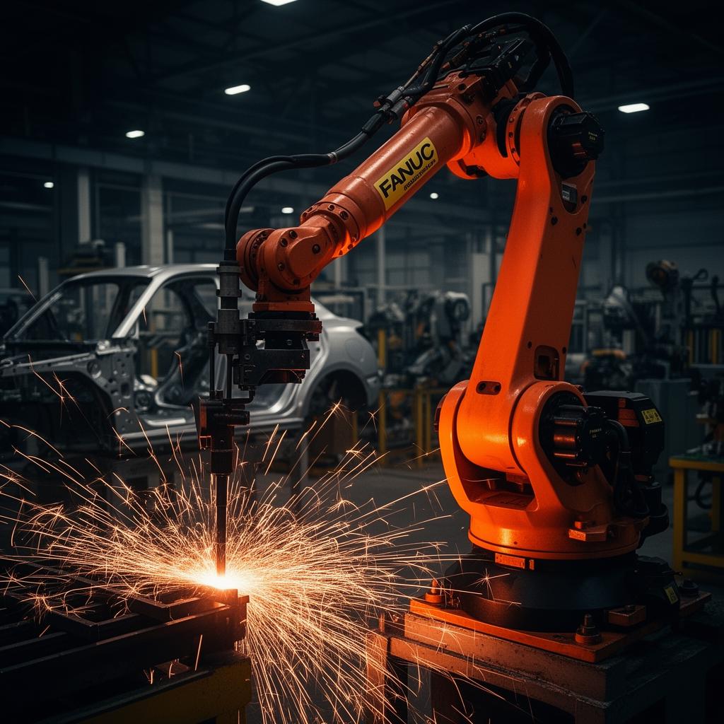 Industrial robotics detail background image